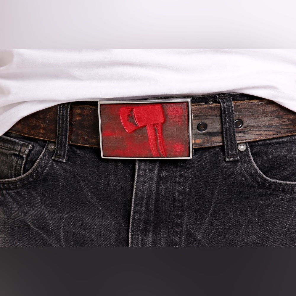 Red Axe Belt Buckle